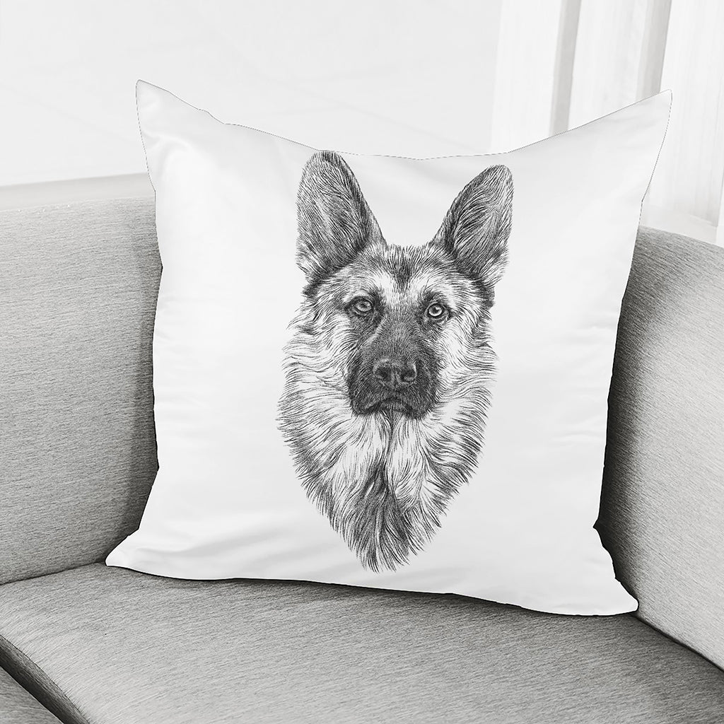 Black And White German Shepherd Print Pillow Cover
