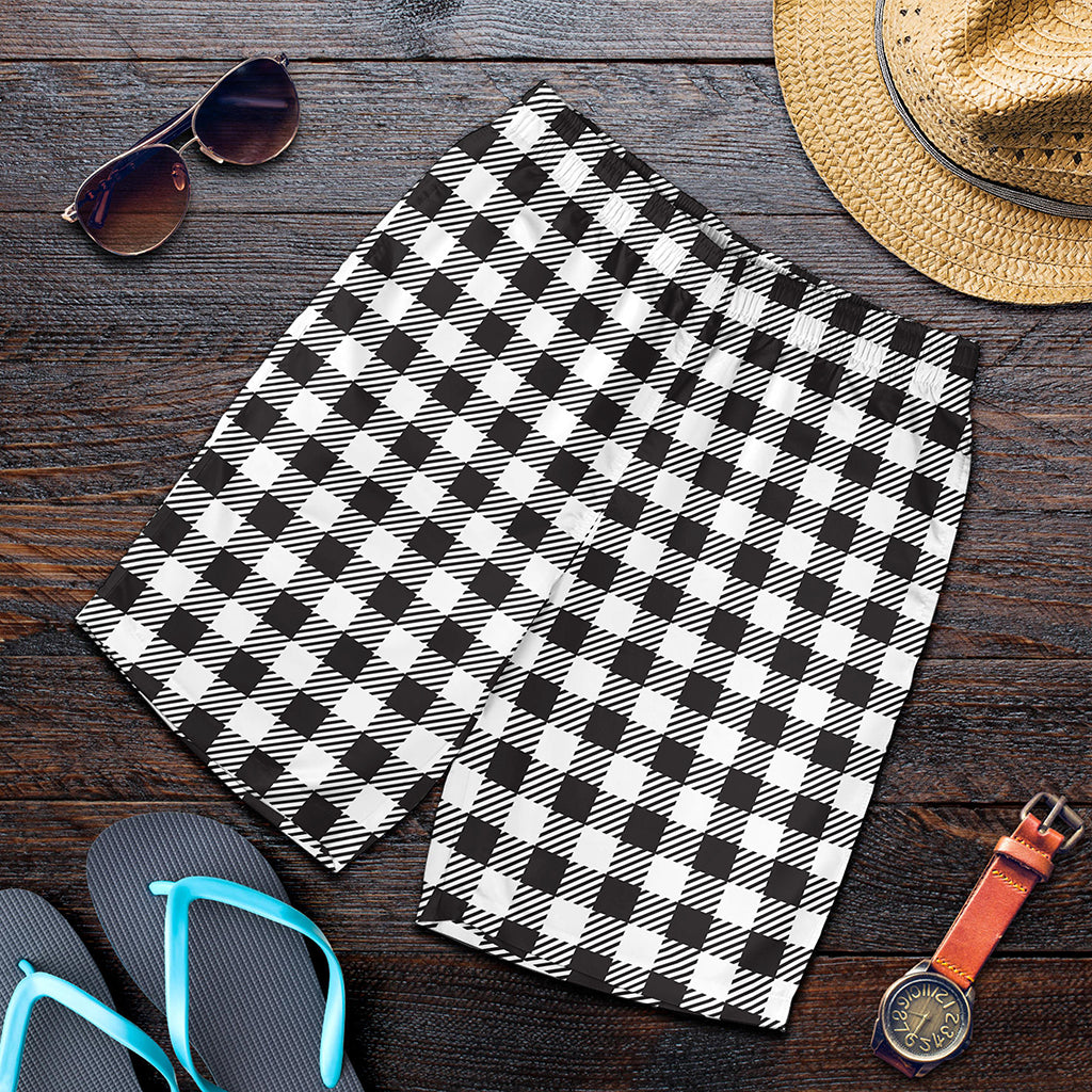 Black And White Gingham Pattern Print Men's Shorts