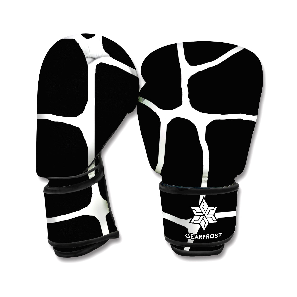 Black And White Giraffe Pattern Print Boxing Gloves