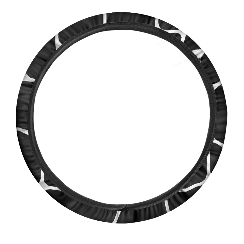 Black And White Giraffe Pattern Print Car Steering Wheel Cover