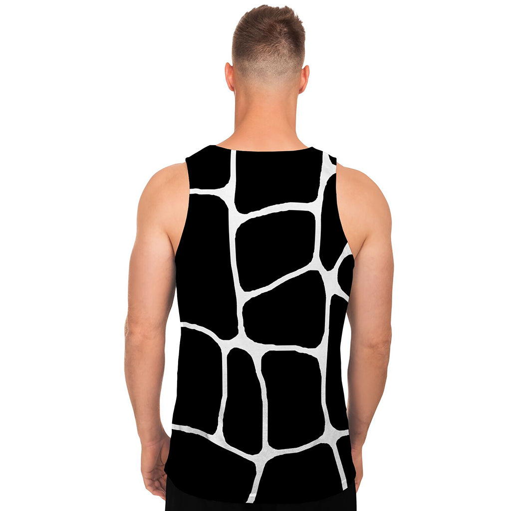 Black And White Giraffe Pattern Print Men's Tank Top