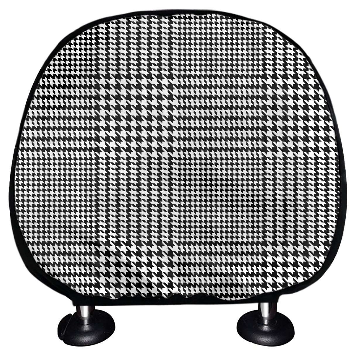 Black And White Glen Plaid Print Car Headrest Covers