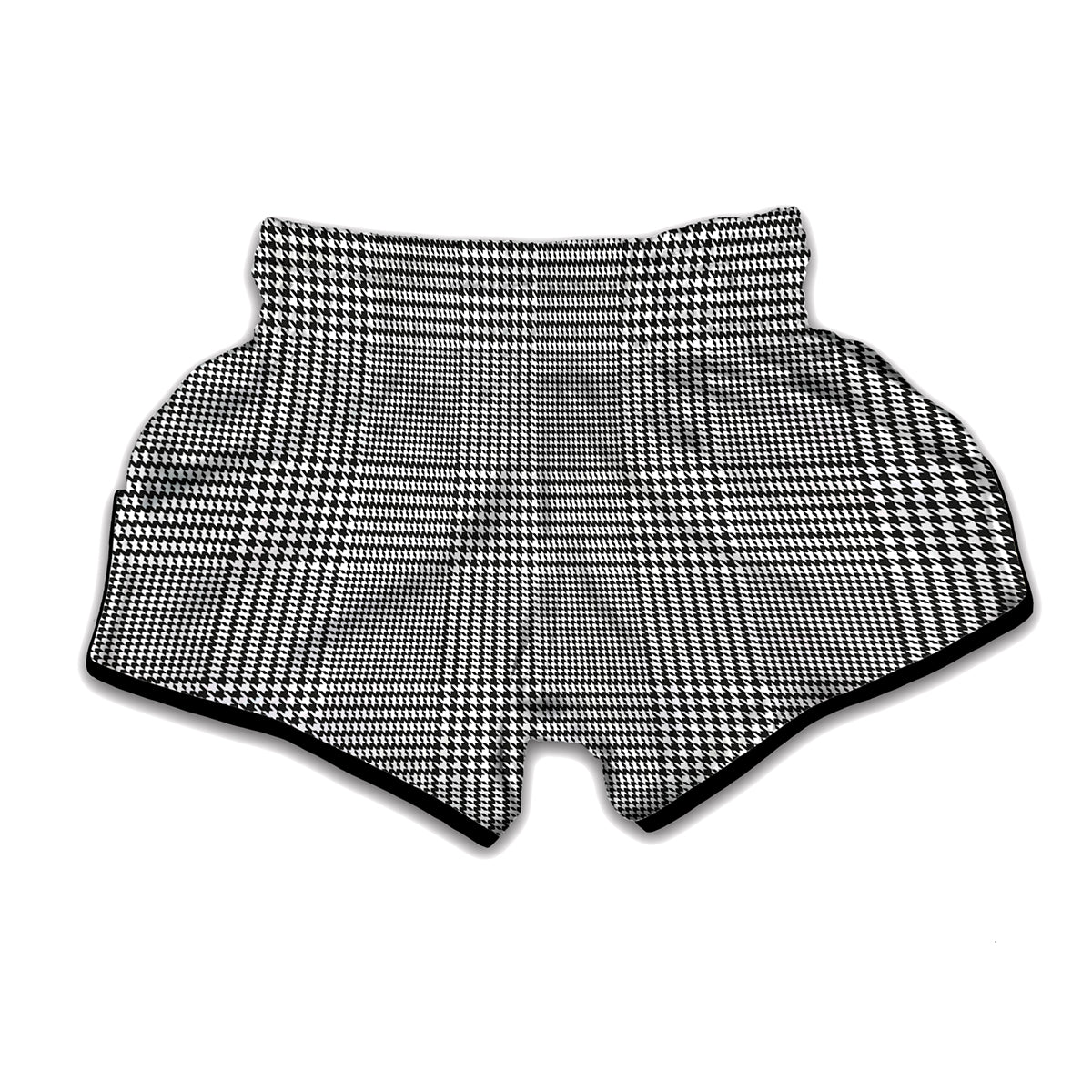 Black And White Glen Plaid Print Muay Thai Boxing Shorts