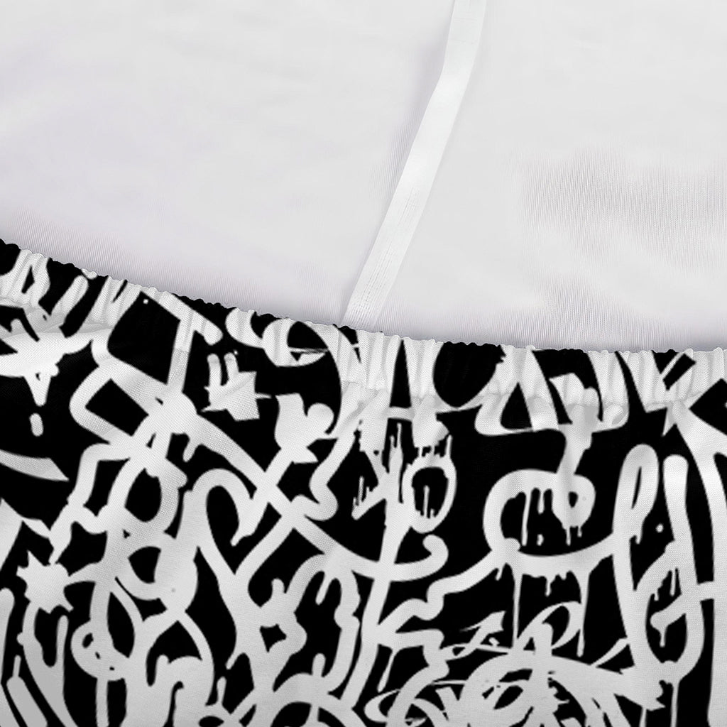 Black And White Graffiti Pattern Print Sofa Cover