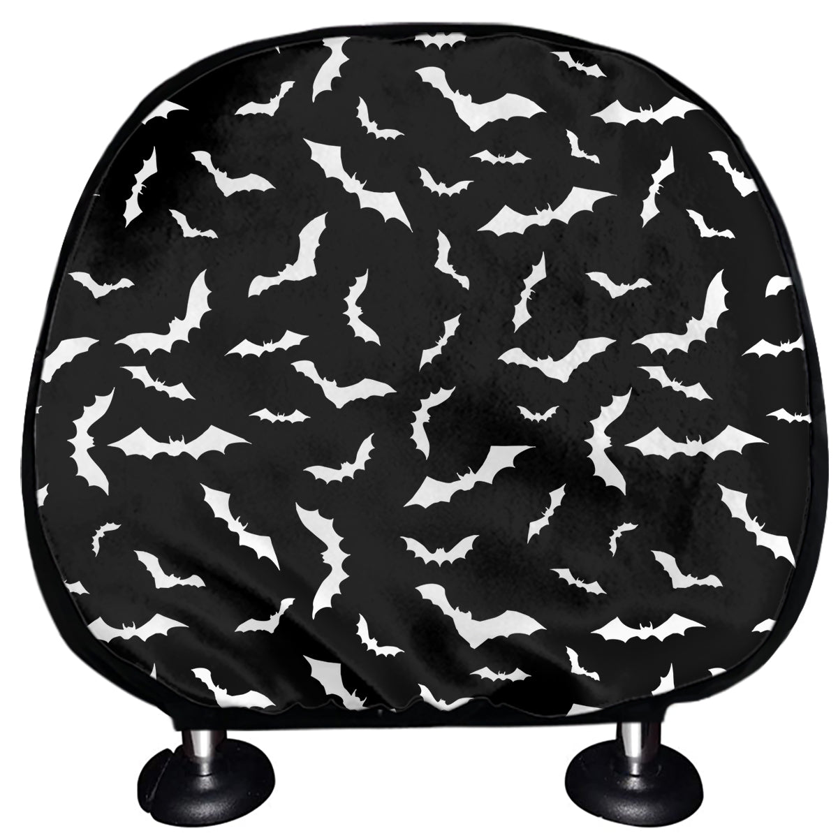 Black And White Halloween Bat Print Car Headrest Covers