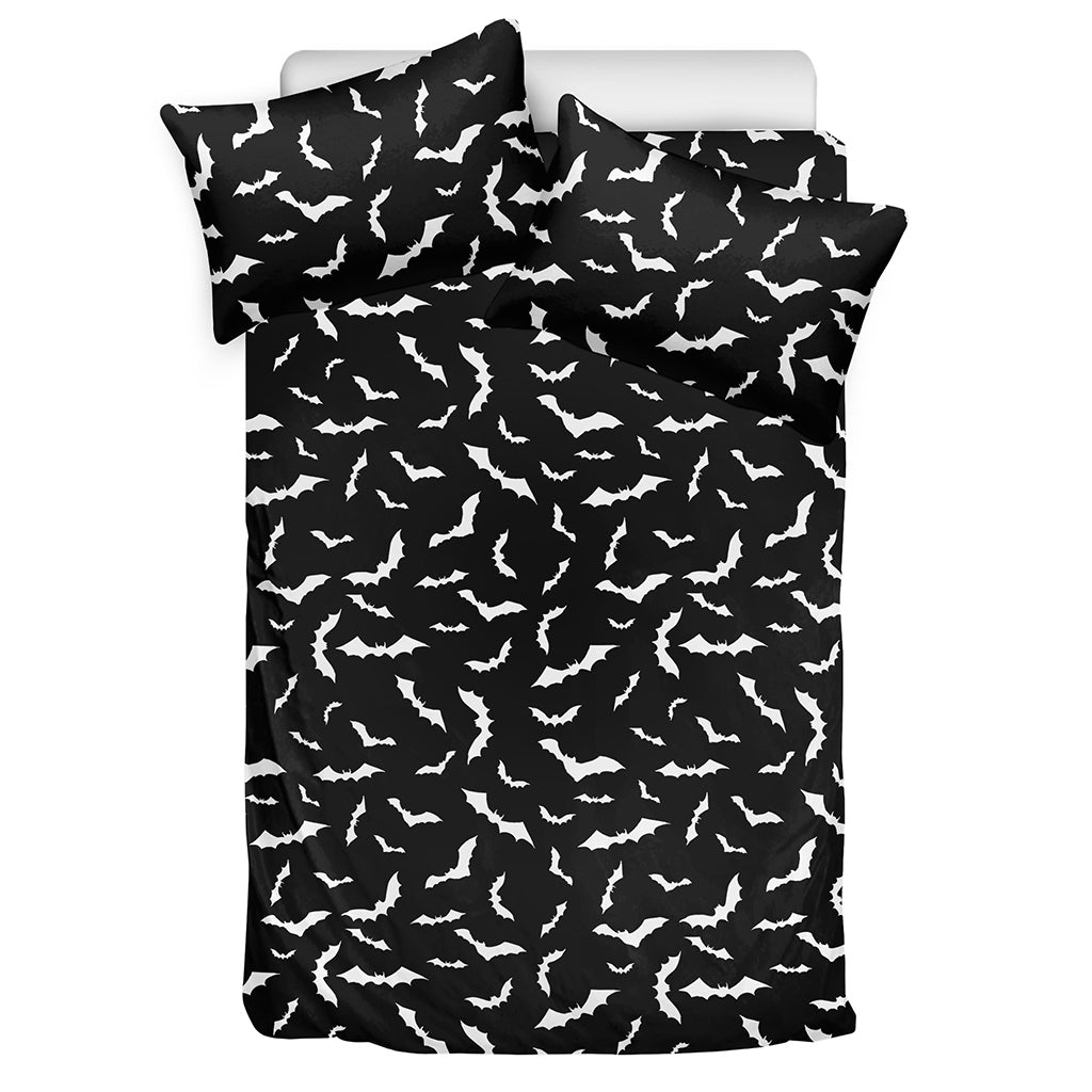 Black And White Halloween Bat Print Duvet Cover Bedding Set