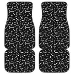 Black And White Halloween Bat Print Front and Back Car Floor Mats