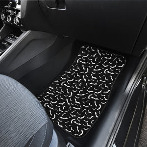 Black And White Halloween Bat Print Front and Back Car Floor Mats