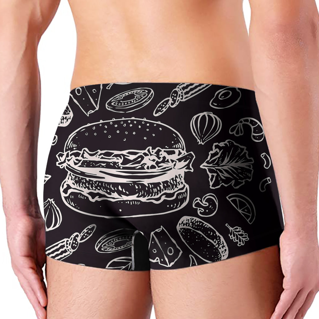 Black And White Hamburger Print Men's Boxer Briefs