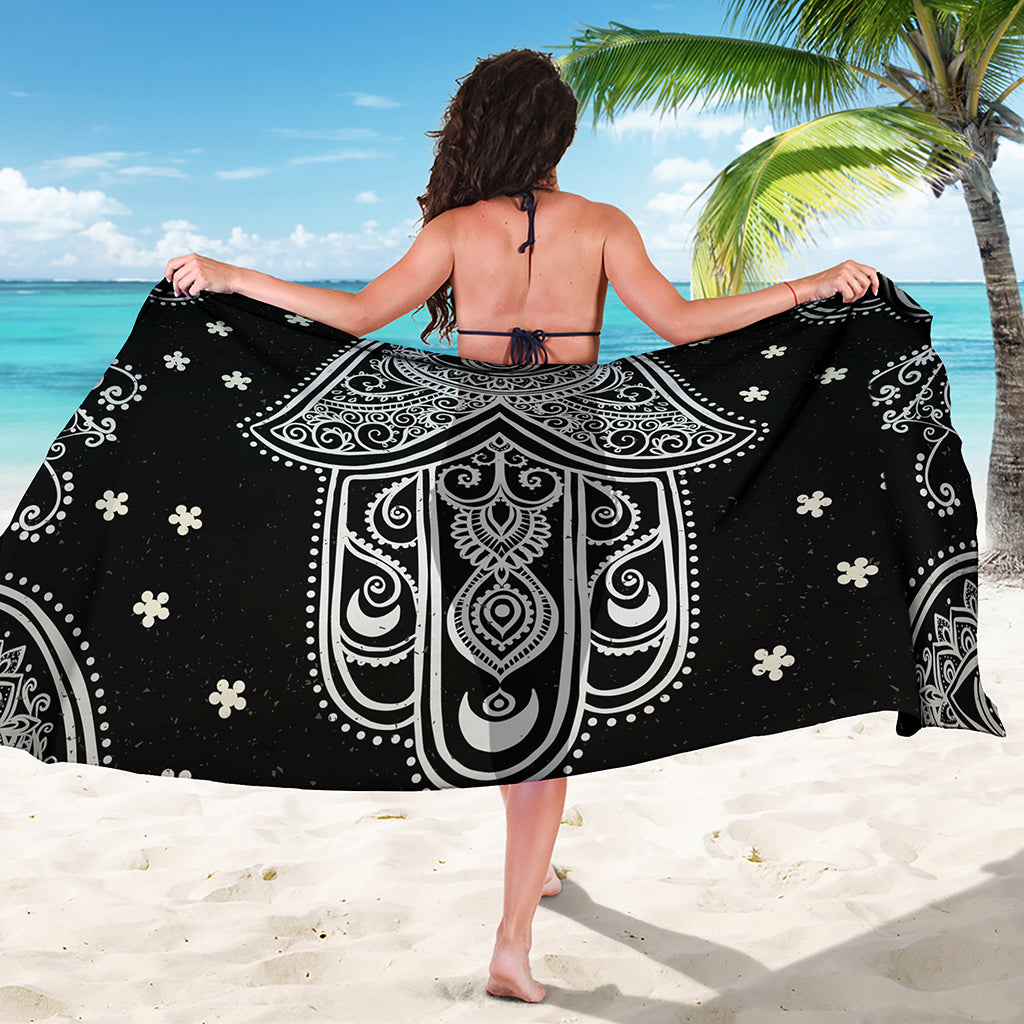Black And White Hamsa Print Beach Sarong Wrap