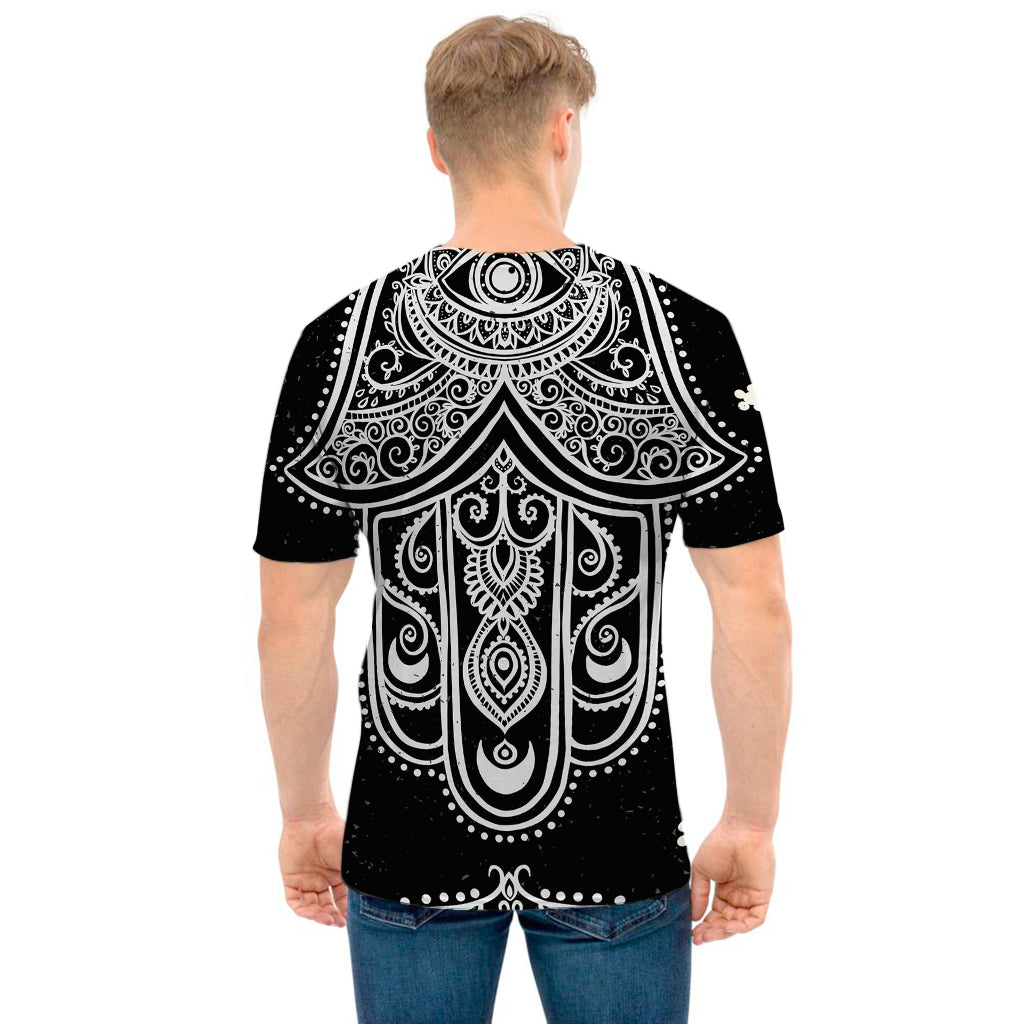 Black And White Hamsa Print Men's T-Shirt