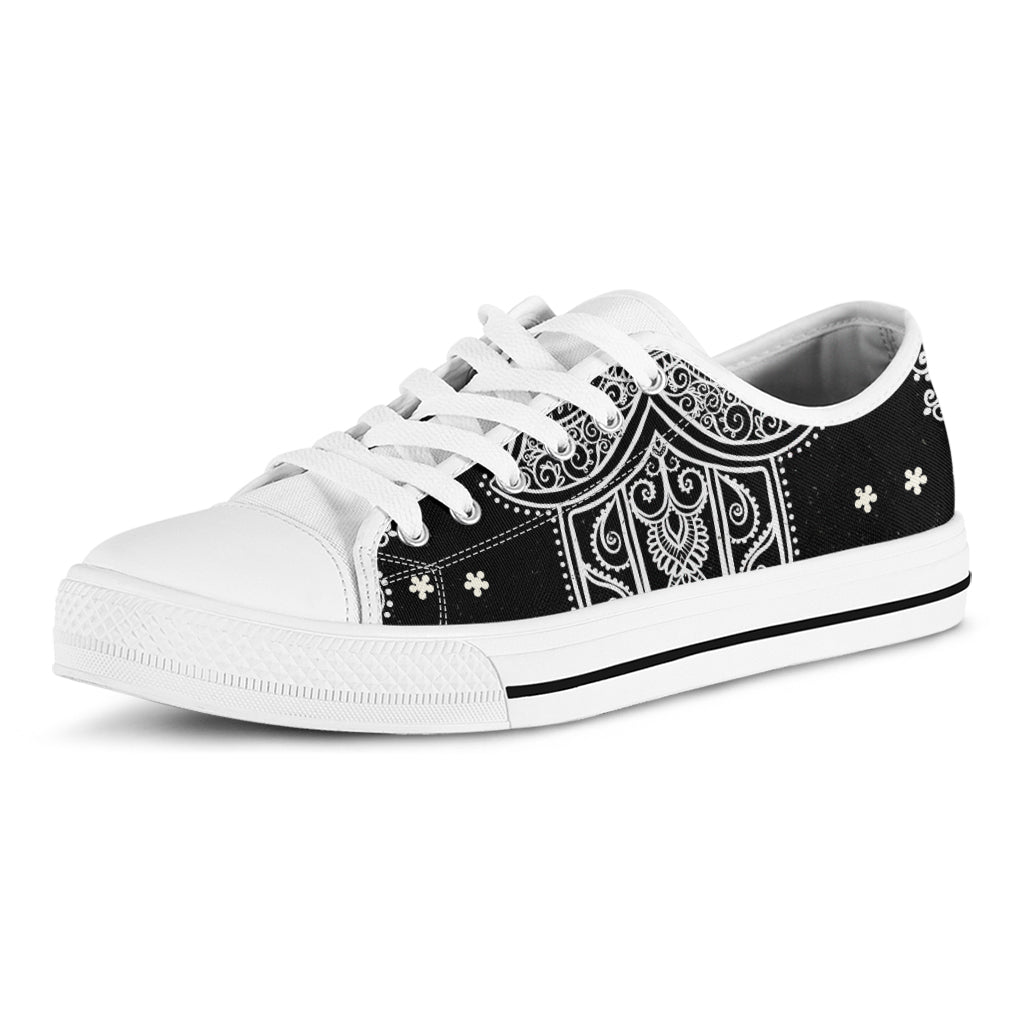 Black And White Hamsa Print White Low Top Shoes