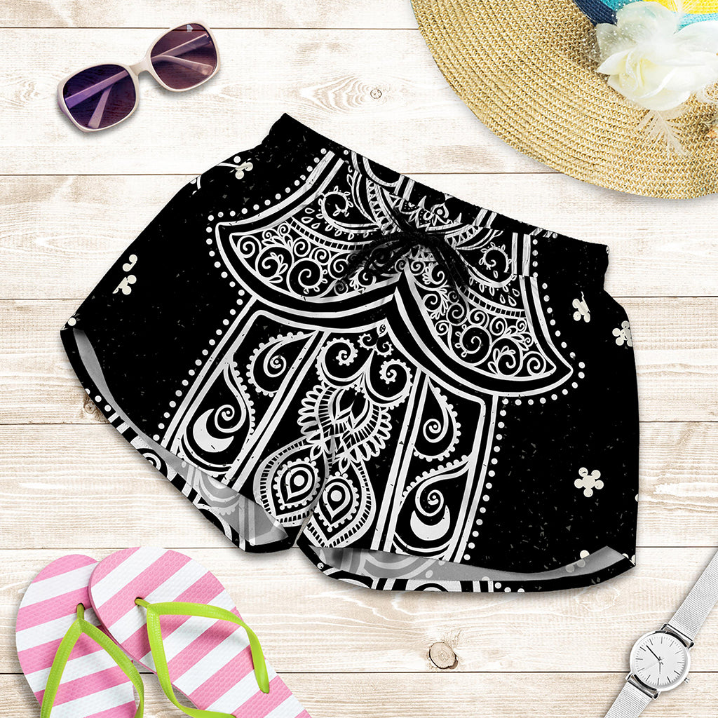 Black And White Hamsa Print Women's Shorts