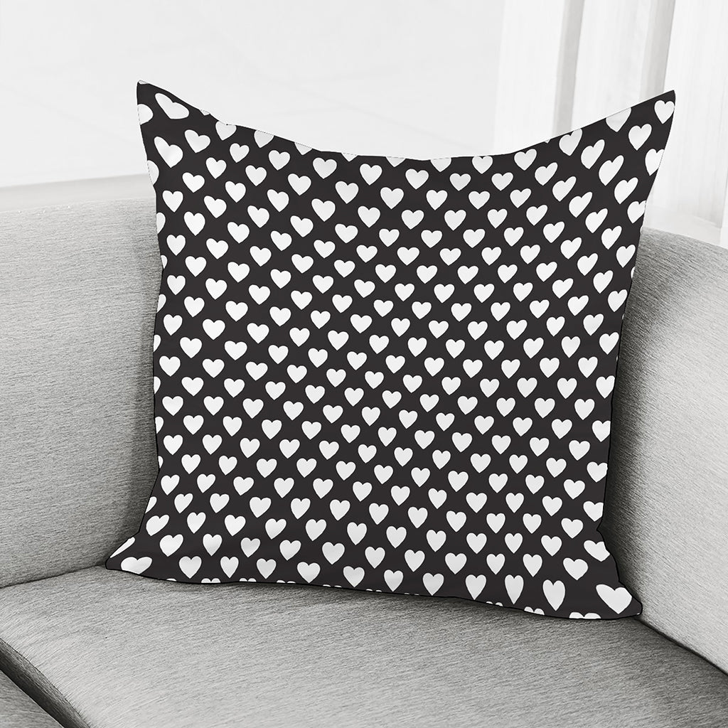 Black And White Heart Pattern Print Pillow Cover