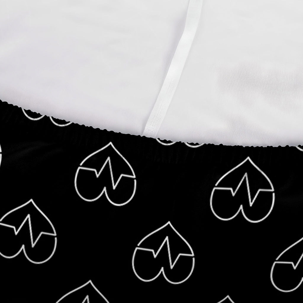 Black And White Heartbeat Pattern Print Sofa Cover