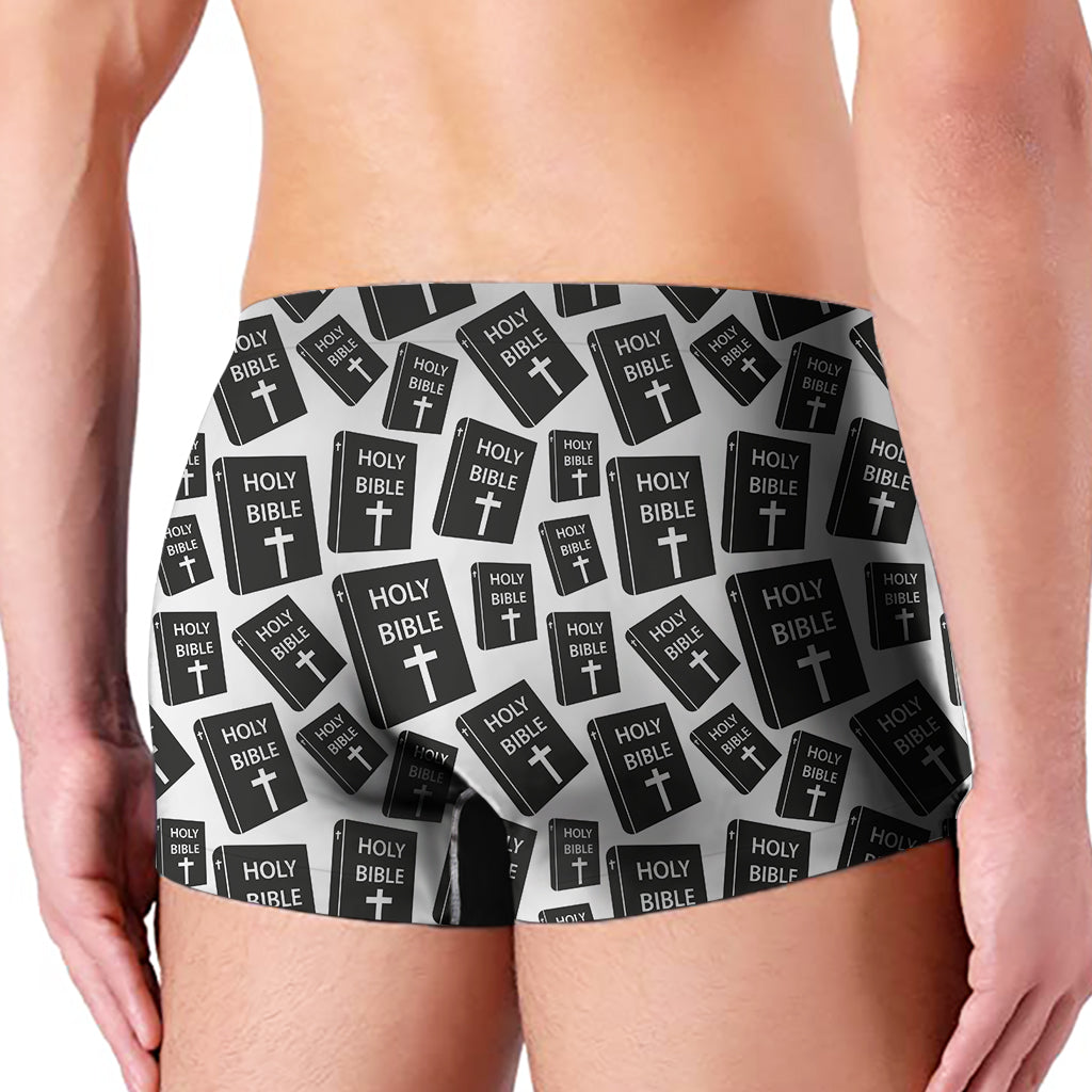 Black And White Holy Bible Pattern Print Men's Boxer Briefs