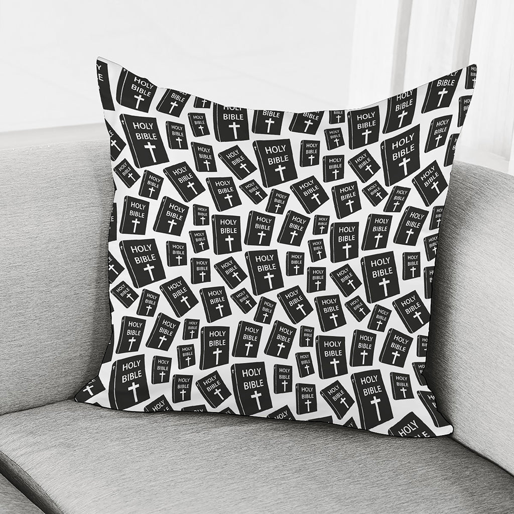 Black And White Holy Bible Pattern Print Pillow Cover
