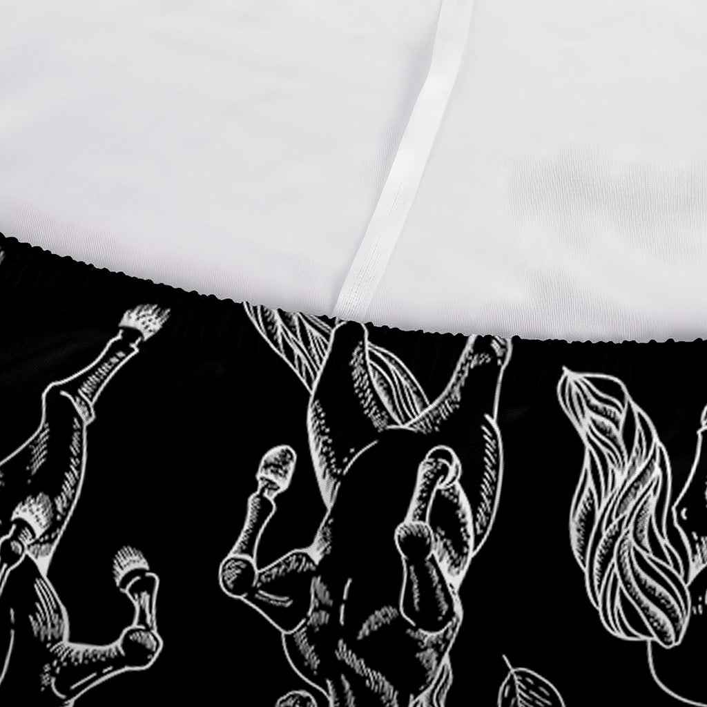 Black And White Horse Pattern Print Sofa Cover