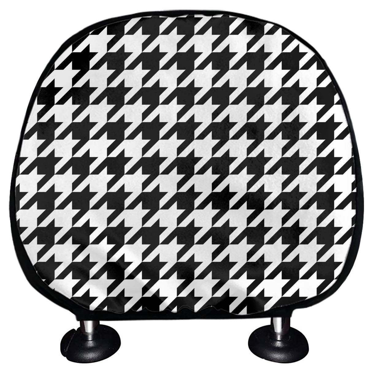 Black And White Houndstooth Print Car Headrest Covers