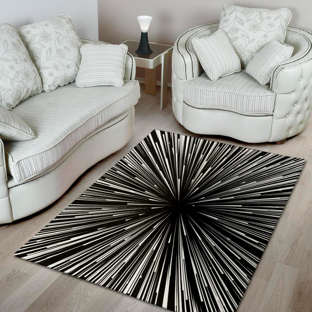 Black And White Hyperspace Print Area Rug