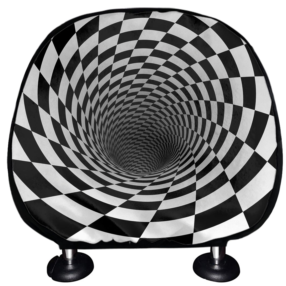 Black And White Hypnotic Illusion Print Car Headrest Covers