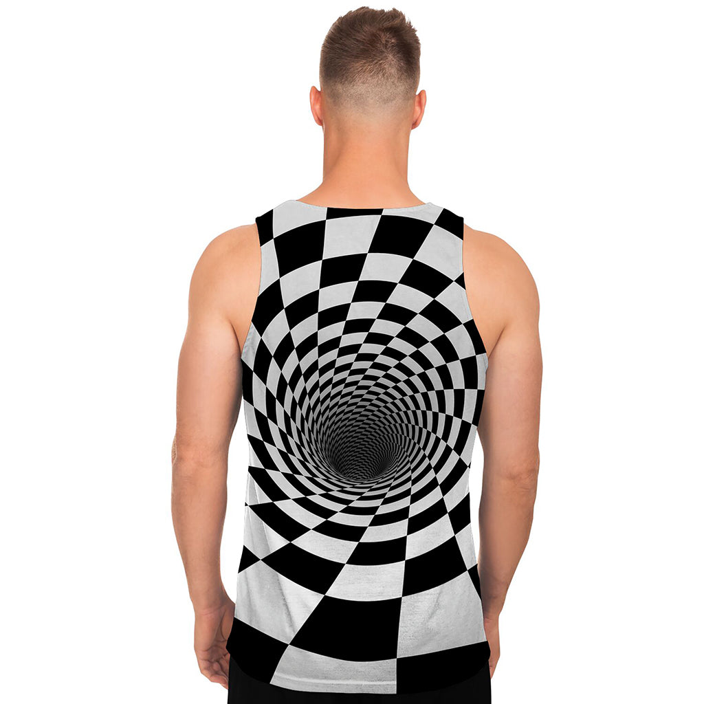 Black And White Hypnotic Illusion Print Men's Tank Top