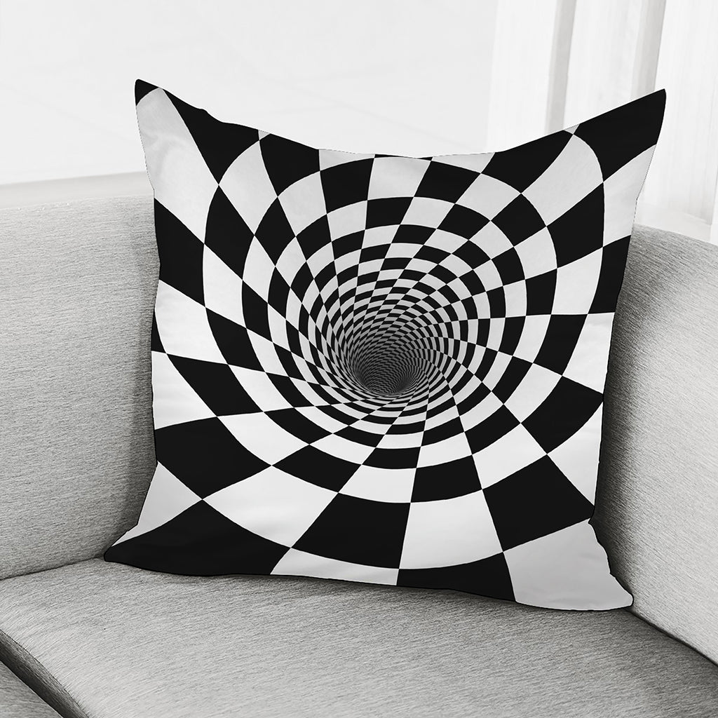 Black And White Hypnotic Illusion Print Pillow Cover