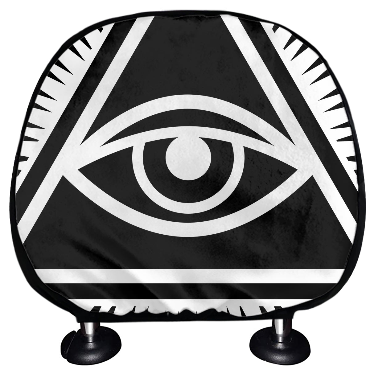 Black And White Illuminati Print Car Headrest Covers