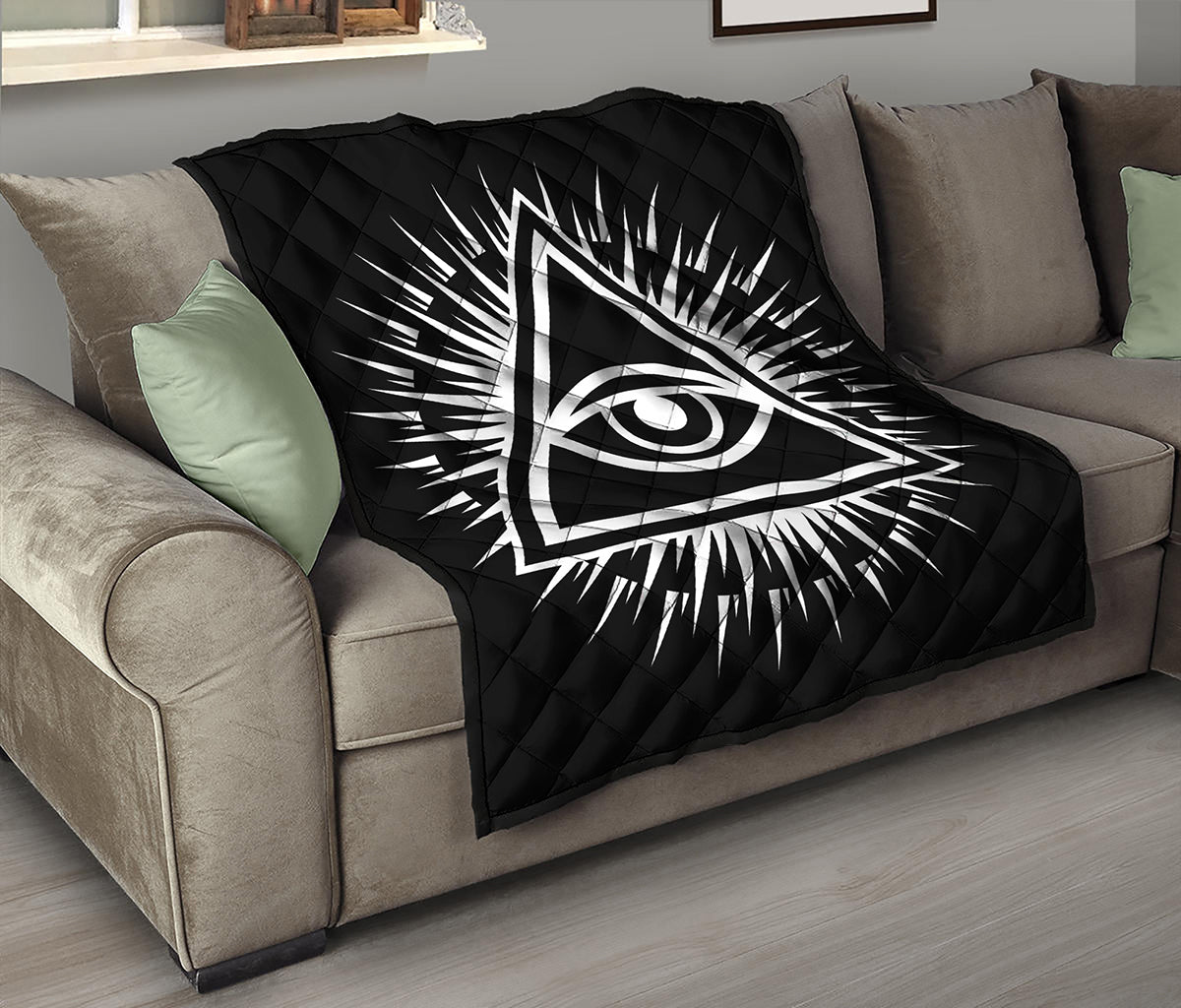 Black And White Illuminati Print Quilt