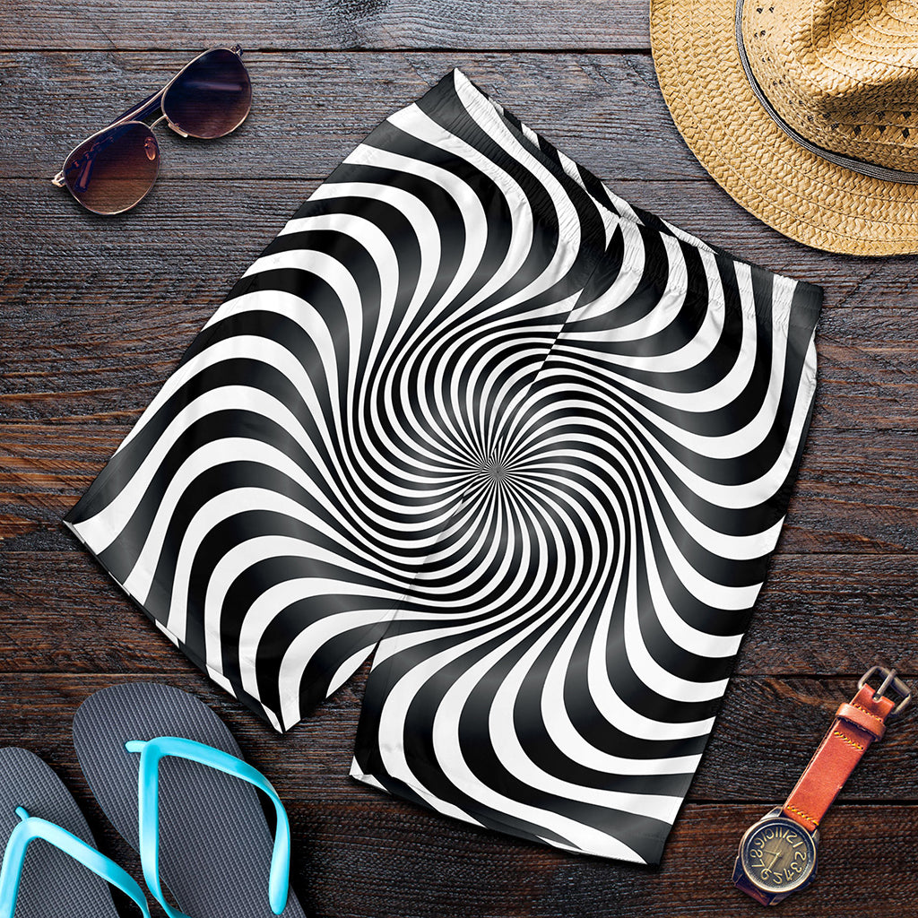 Black And White Illusory Motion Print Men's Shorts