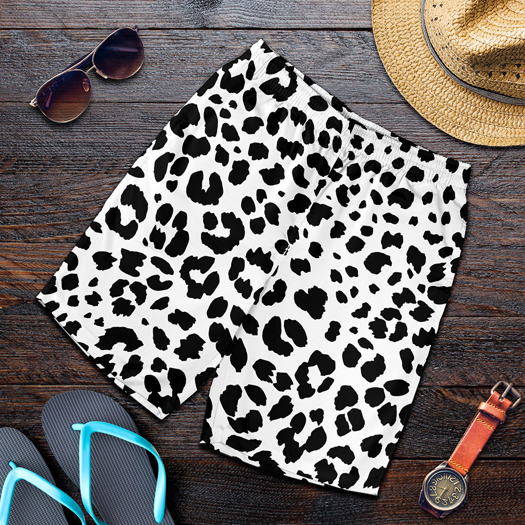 Black And White Jaguar Pattern Print Men's Shorts