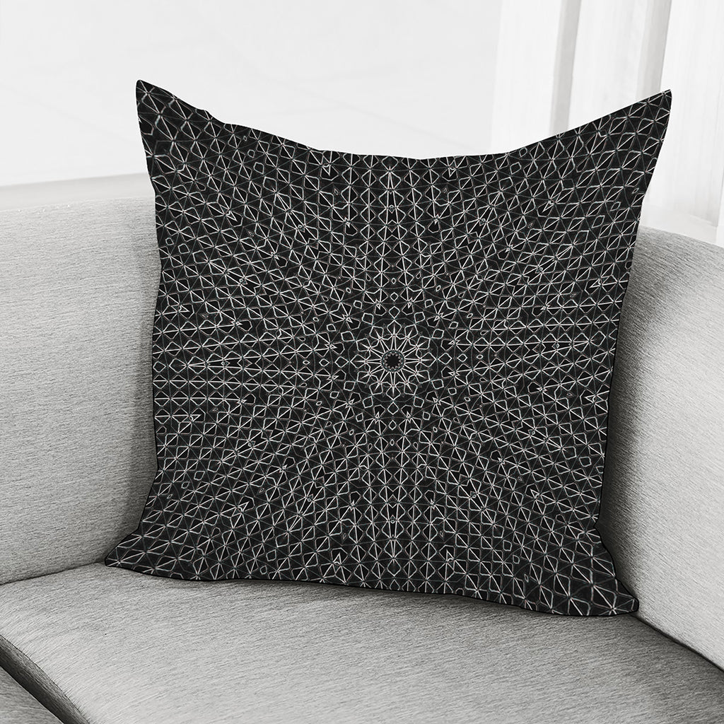 Black And White Kaleidoscope Print Pillow Cover