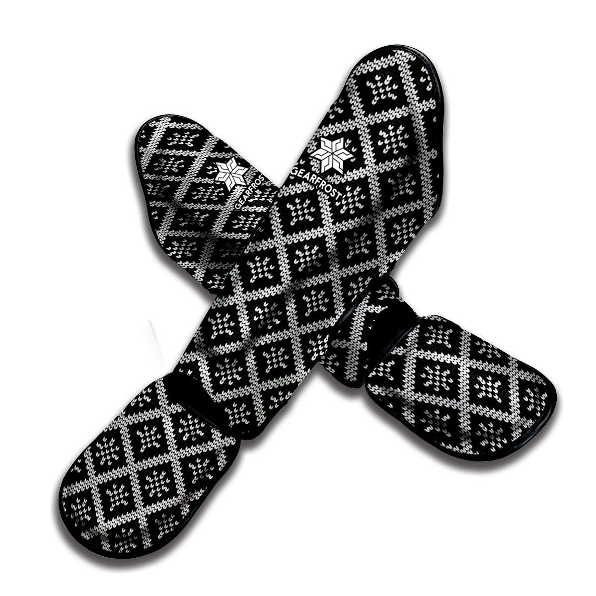 Black And White Knitted Pattern Print Muay Thai Shin Guard