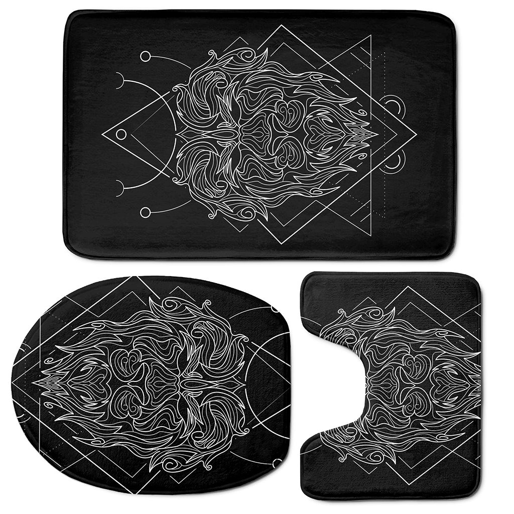 Black And White Leo Sign Print 3 Piece Bath Mat Set