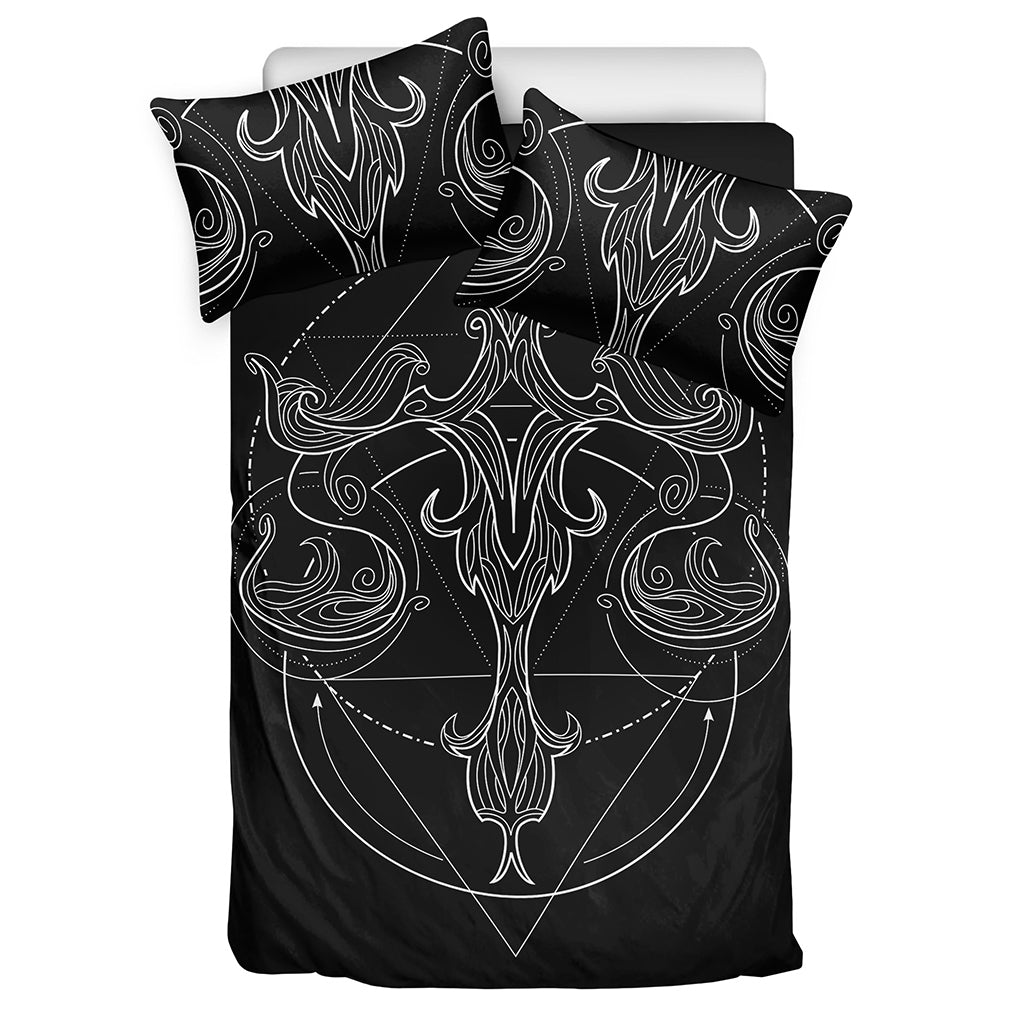 Black And White Libra Sign Print Duvet Cover Bedding Set