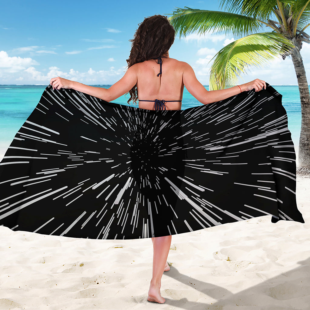Black And White Lightspeed Print Beach Sarong Wrap