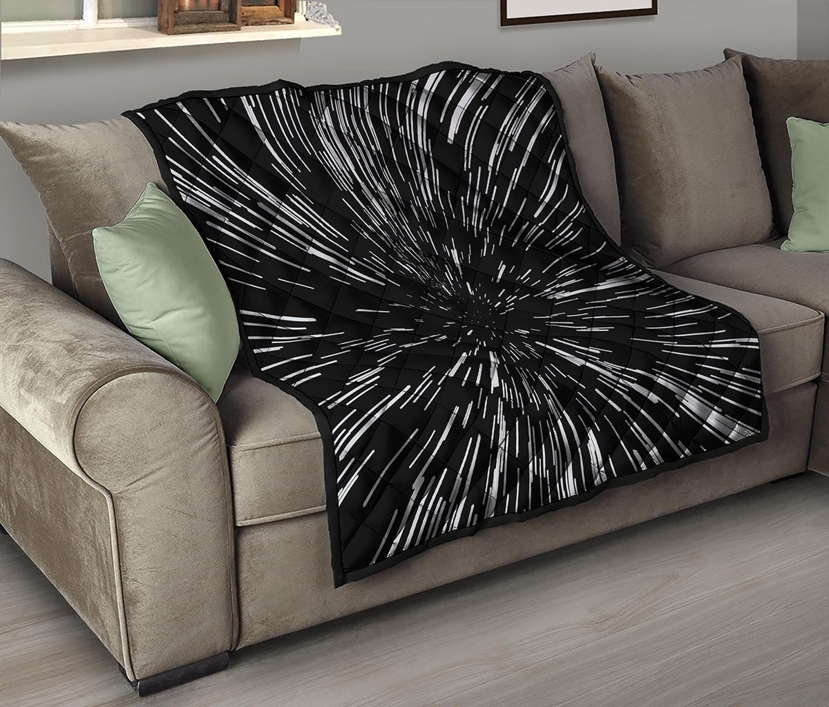 Black And White Lightspeed Print Quilt