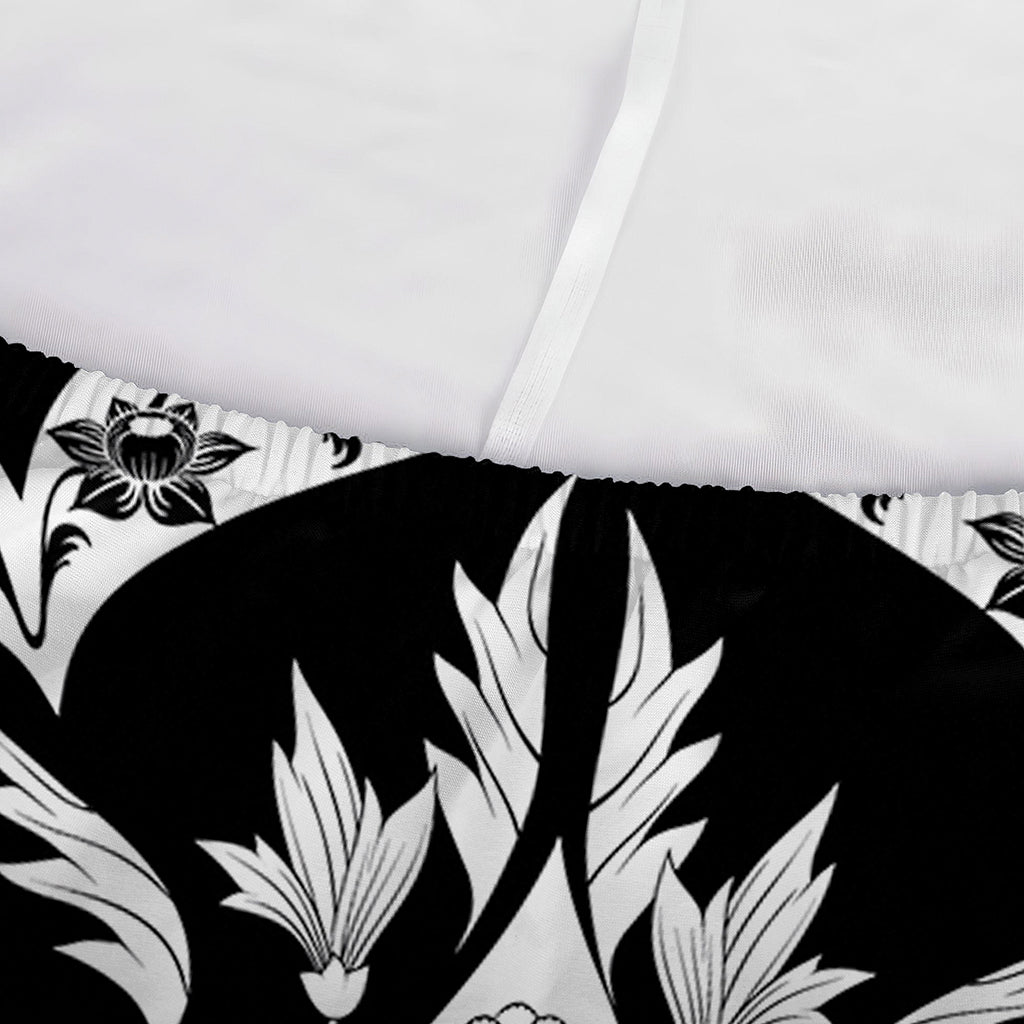 Black And White Lotus Mandala Print Sofa Cover