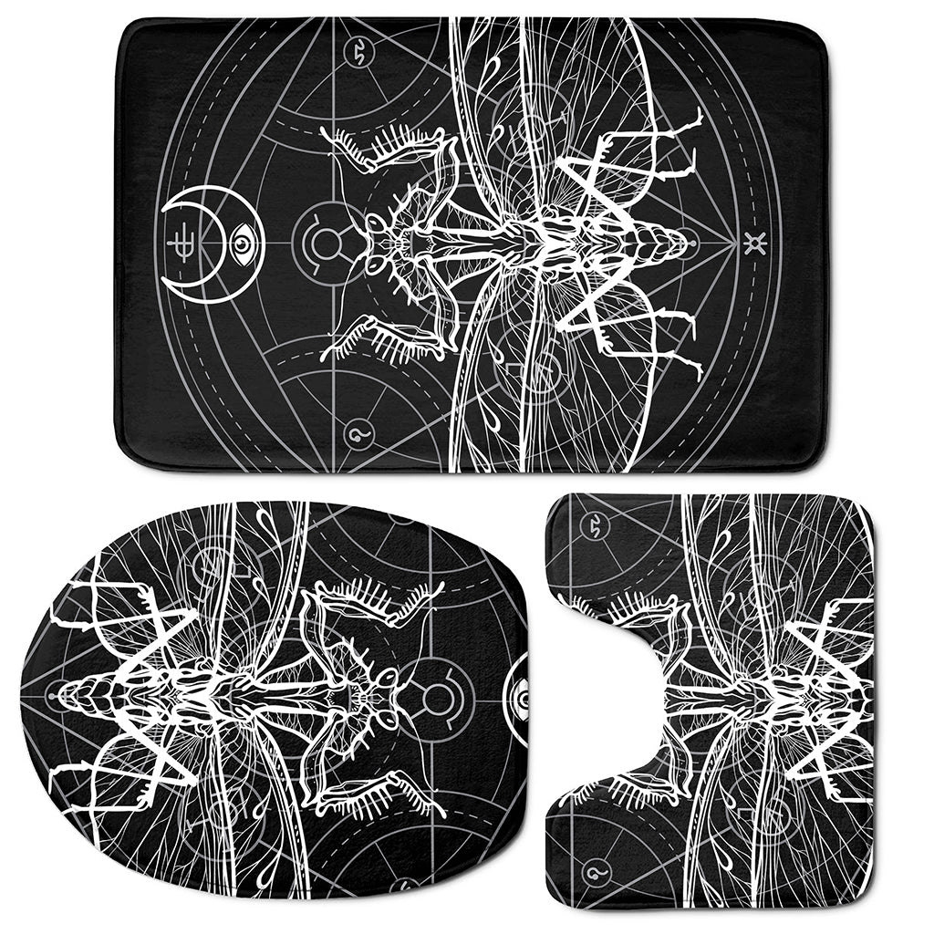 Black And White Mantis Spirit Print 3 Piece Bath Mat Set