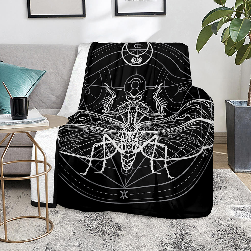 Black And White Mantis Spirit Print Blanket
