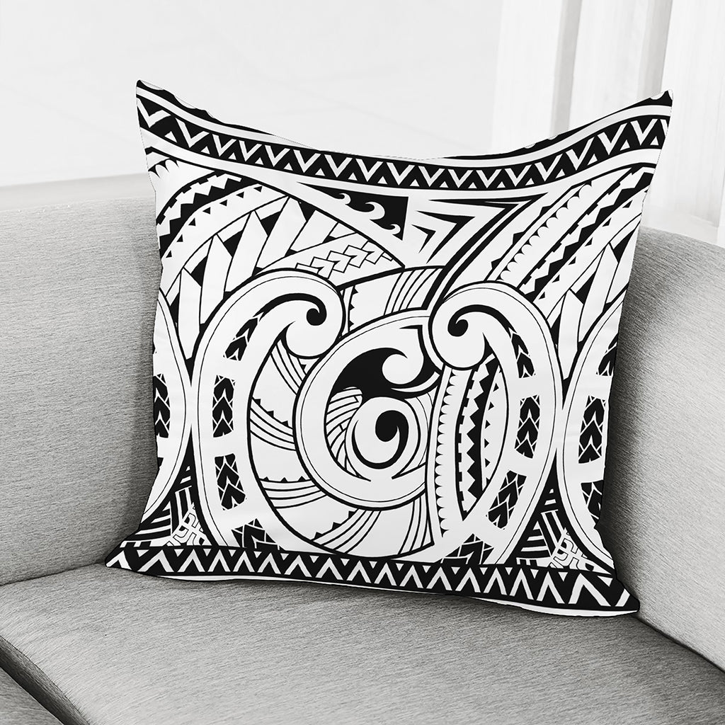 Black And White Maori Pattern Print Pillow Cover