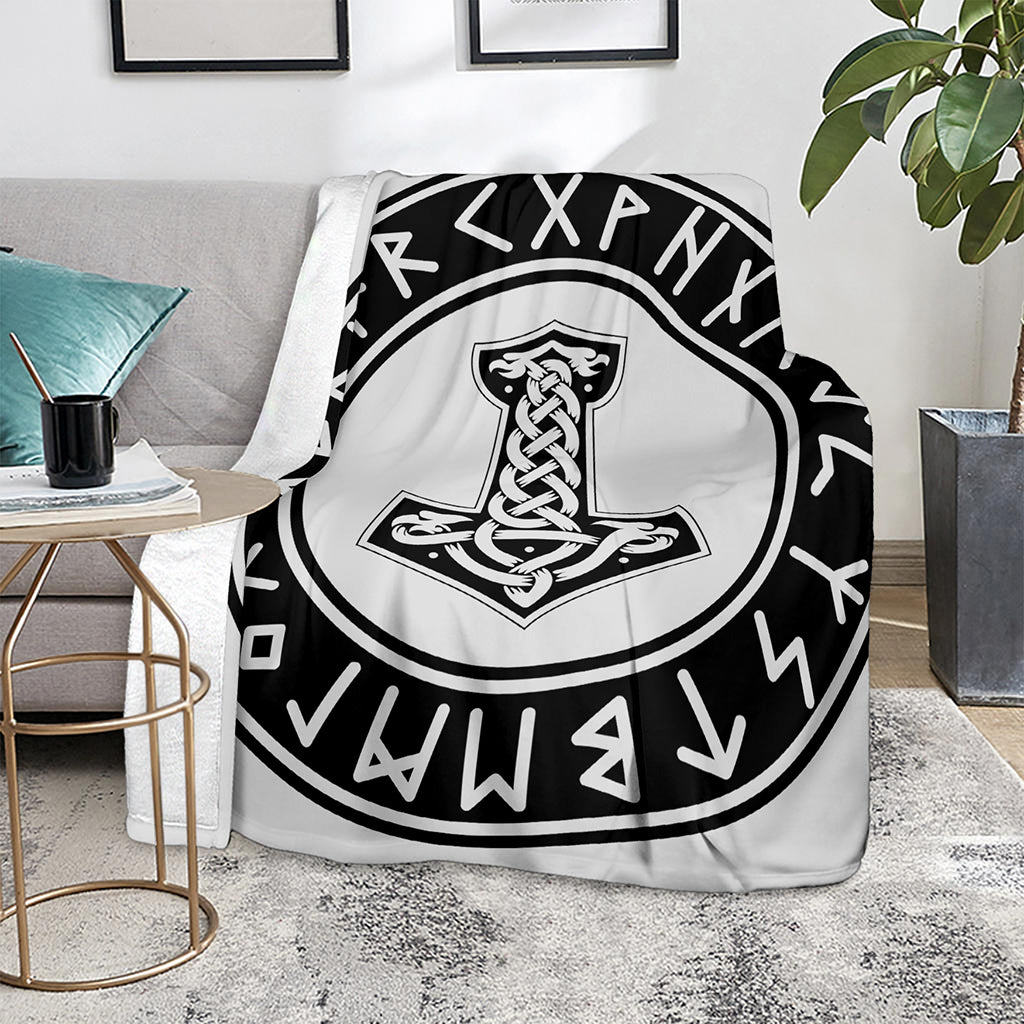Black And White Mjolnir Print Blanket