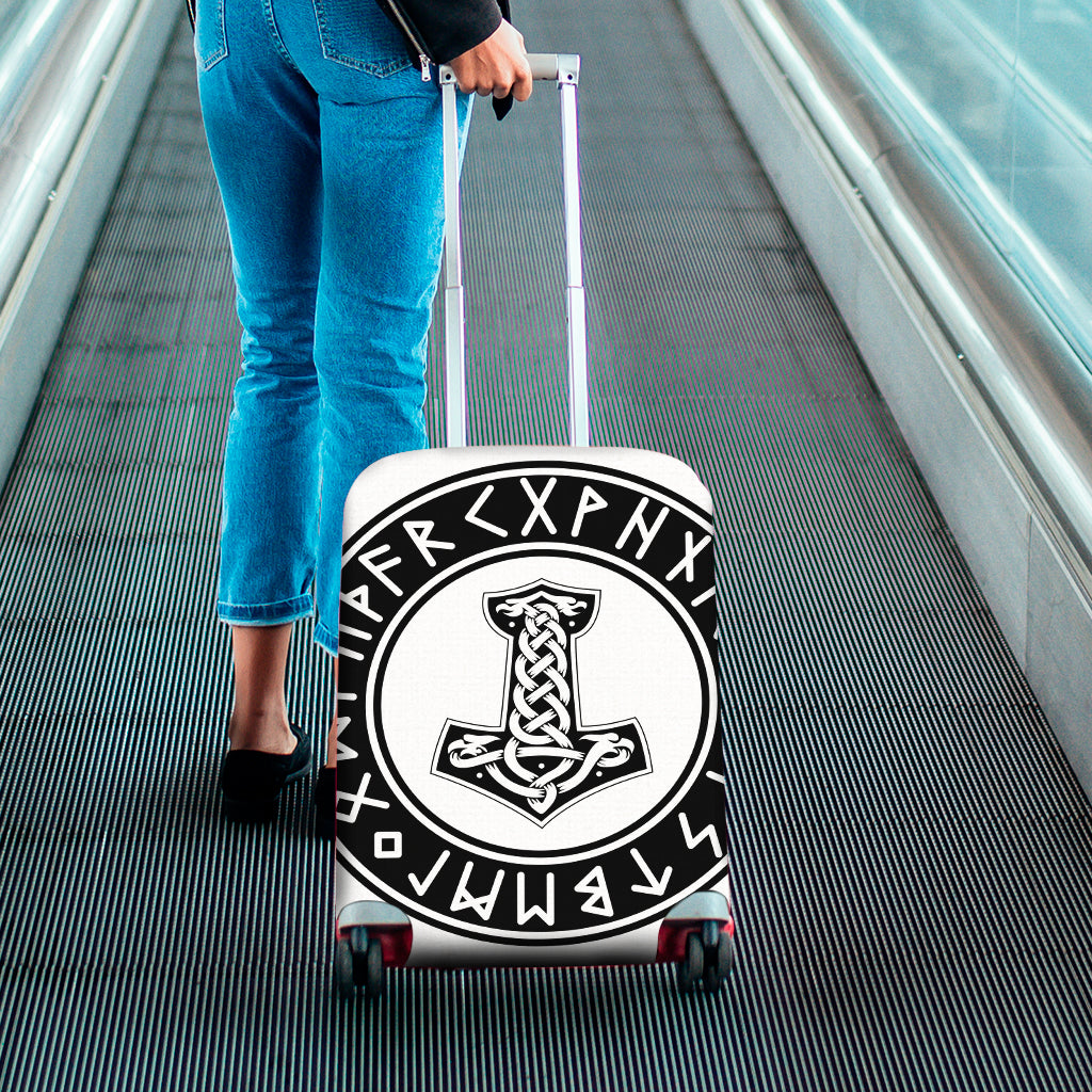 Black And White Mjolnir Print Luggage Cover