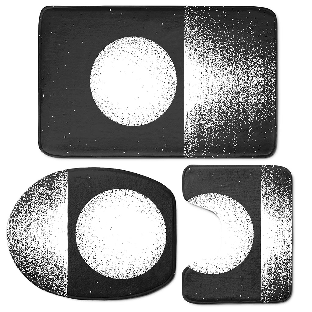 Black And White Moonlight Print 3 Piece Bath Mat Set