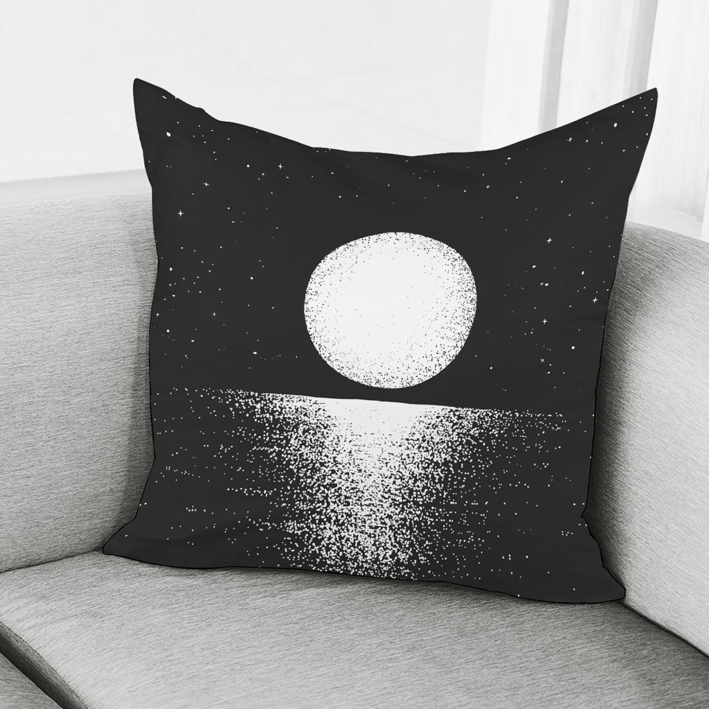 Black And White Moonlight Print Pillow Cover
