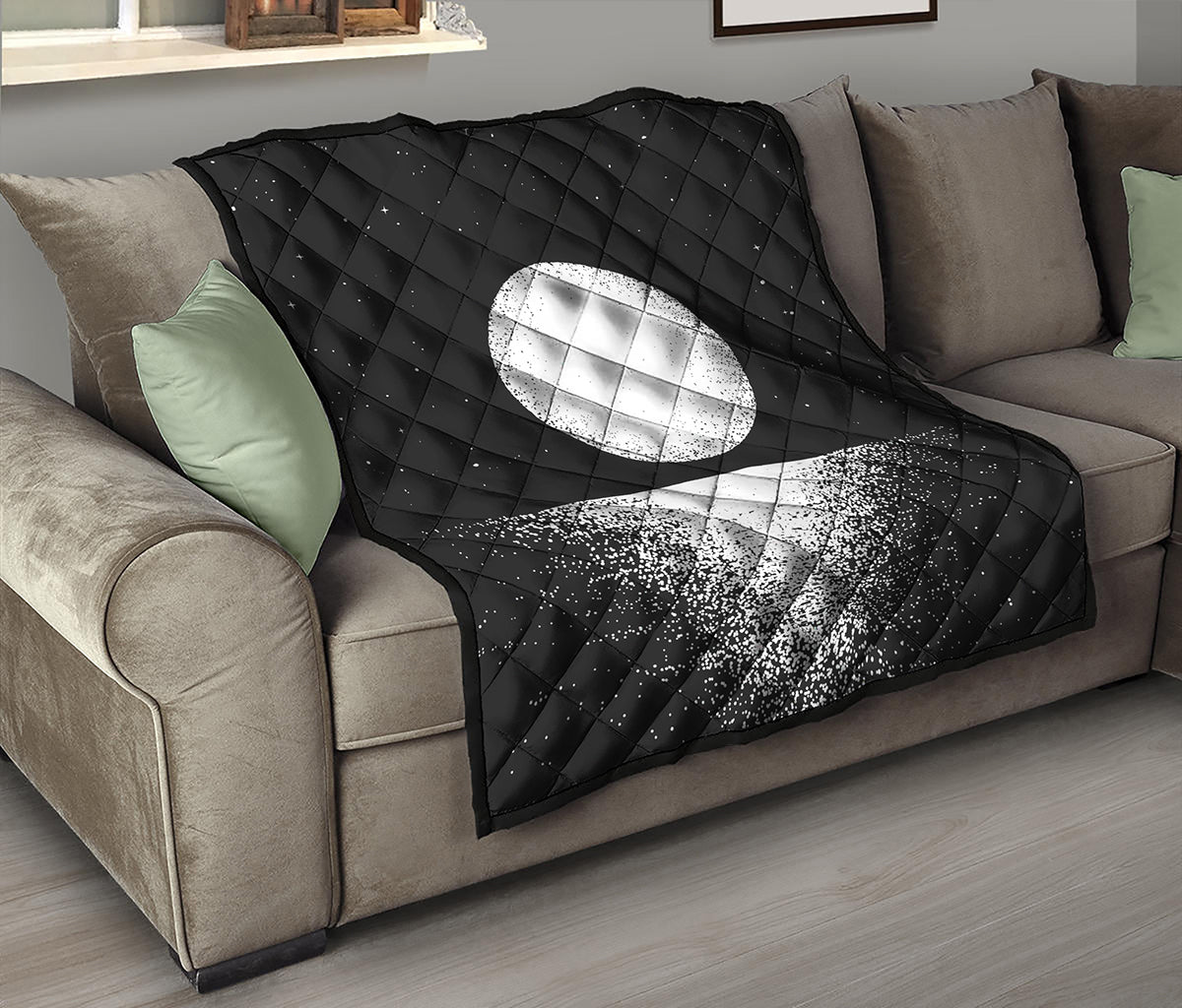 Black And White Moonlight Print Quilt