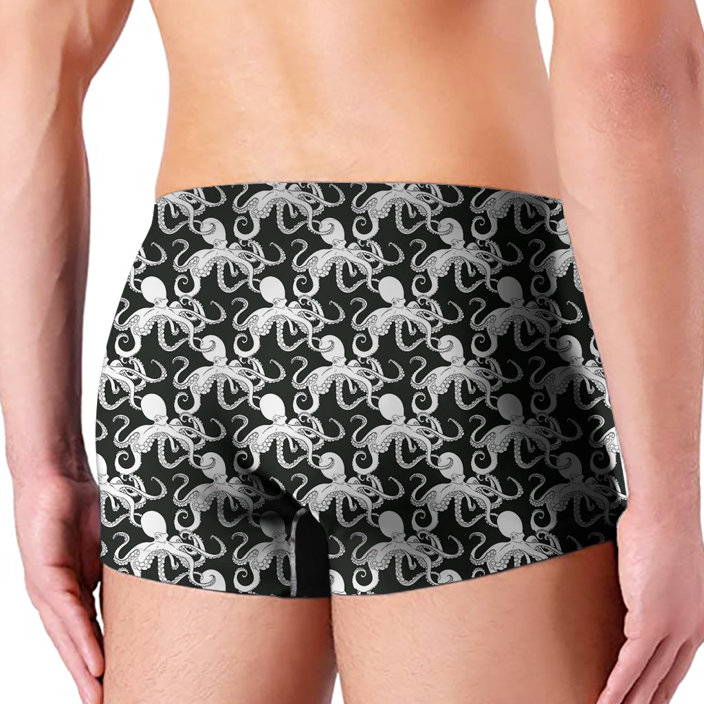 Black And White Octopus Pattern Print Men's Boxer Briefs