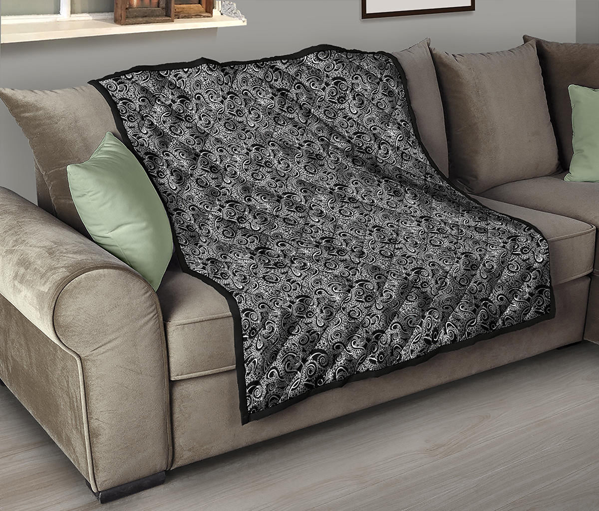 Black And White Octopus Tentacles Print Quilt
