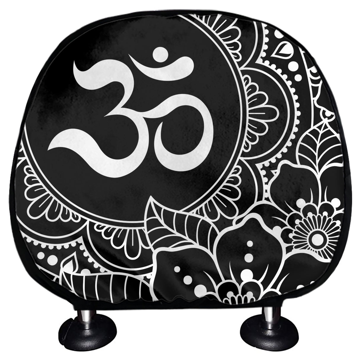 Black And White Om Print Car Headrest Covers