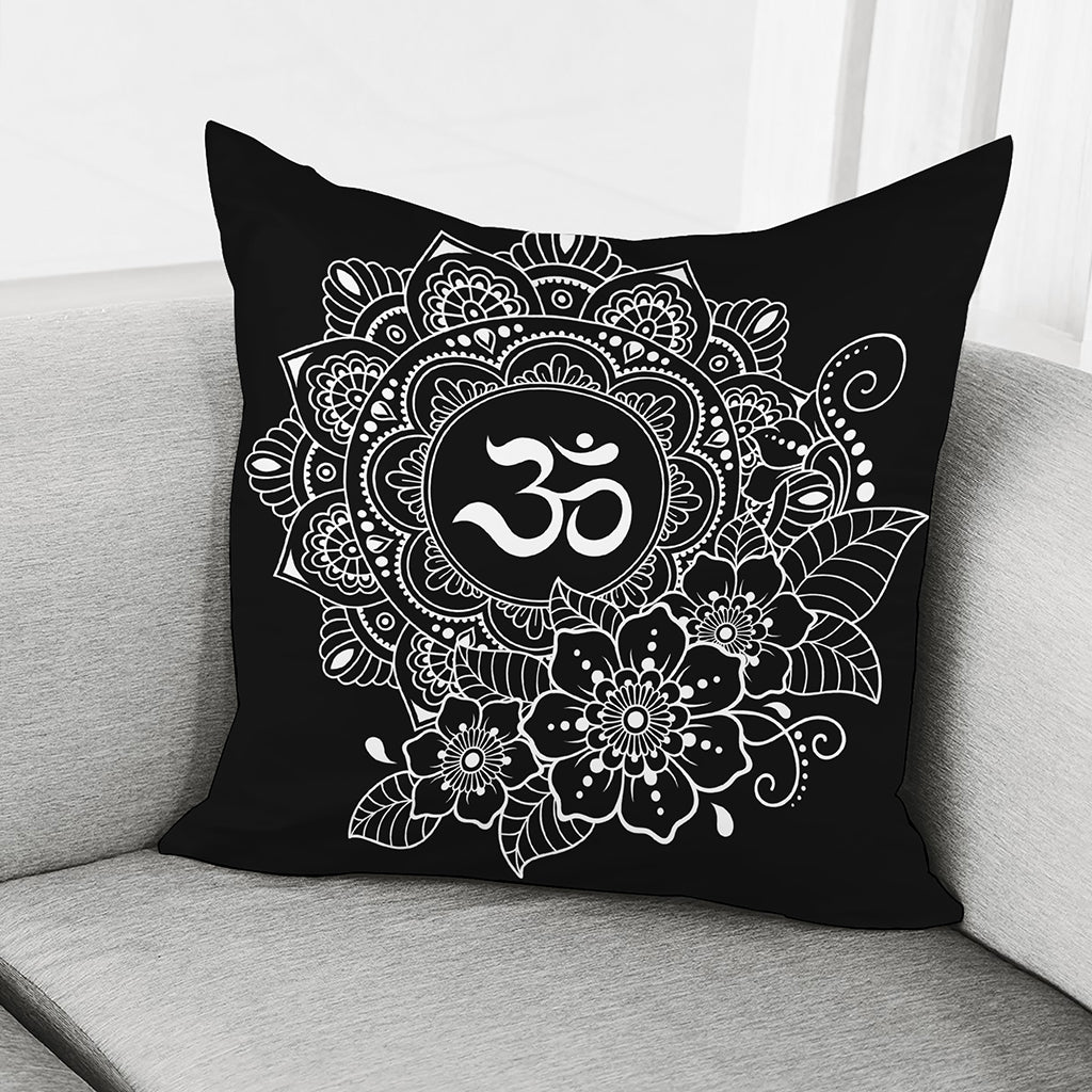 Black And White Om Print Pillow Cover